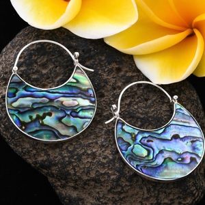 🔥NWOT🔥 Abalone Hoop Earrings In Sterling Silver